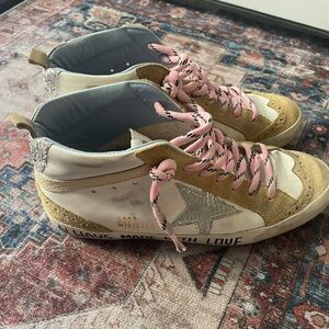 Goldent goose midstar High-Top Sneakers with Pink Laces